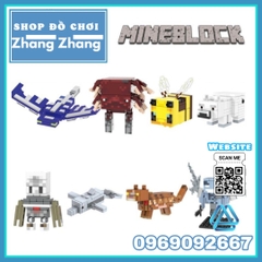 Xếp hình Minecraft gồm Phantom - Strider - Bee - Polar Bear - Agent - Dolphin - Cat - Vex Lego Minifigures Xinh X0301
