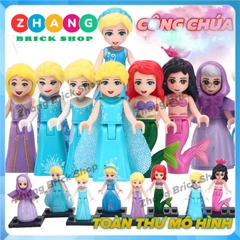 Xếp hình Lọ Lem Alana - Ariel - Cinderella - Fairy Godmother - Rapunzel - Elsa Lego Minifigures Lele F010 017