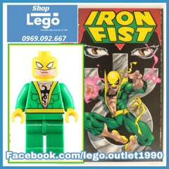 Xếp hình Iron Fist Xanh Green Siêu đẹp Marvel Dc Comics Lego Minifigures WM wm206