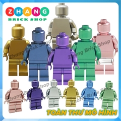 Đồ chơi xếp hình người trơn sơn đẹp Metallic Monochrome Minifigures Kopf KF2116-KF2121