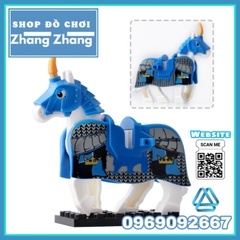 Xếp hình Ngựa chiến Trung cổ trong The Lord of the Rings The Hobbit quân đoàn Théoden Lego Minifigures Pogo Xinh X0158