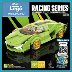 Xếp hình siêu xe Ferrari 488GTB gồm 368 hình tặng kèm 2 nhân vật Lego Minifigures Quanguan 100140