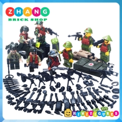 Xếp hình Bộ đội Việt Nam Việt Cộng chống Mỹ cứu nước 1975 đi kèm rất nhiều phụ kiện vũ khí Lego Minifigures DIY D71010