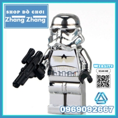 Xếp hình Imperial Stormtrooper mạ Crom bóng trong Star Wars Chiến tranh giữa các vì sao Lego Minifigures POGO PG801