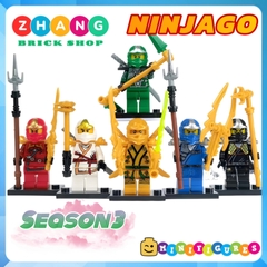 Xếp hình Ninjago Zane - Golden Ninja - Cole - Lloyd - Jay - Kai Lego Minifigures PRCK GA131 136