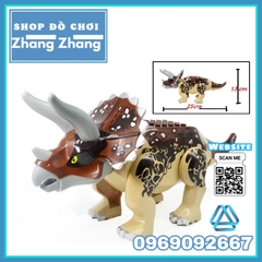 [25cm] Xếp hình khủng long tam sừng Triceratops trong Công viên kỷ Jura - Jurassic Park Lego Minifigures Kopf KF916
