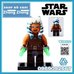 Đồ chơi xếp hình Star War Luke Skywalker Han Solo Ahsoka Tano Aayla Secura Satele Shan Minifigures POGO PG8034