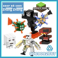 Đồ chơi xếp hình Minecraft trong Mine Blocks gồm Elder Guardian - Iron Golem - Big Magma Cube Minifigures Lele B041 046