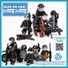 Xếp hình Polizei đặc nhiệm phản ứng nhanh Cảnh sát Đức đầy đủ vũ khí phụ kiện Lego Minifigures Tbstoys Tbs47-52
