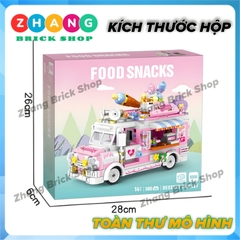 Đồ chơi lắp ghép mô hình Xe bán kem Dessert Trolleybus 590 hình quà tặng trang trí bánh sinh nhật Minifigures Zhegao 00887