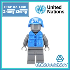 Đồ chơi xếp hình mũ và áo giáp chống đạn lực lượng gìn giữ hòa bình xanh Liên hiệp quốc U.N Minifigures POGO PGPJ4075