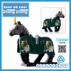 Xếp hình Ngựa chiến Trung cổ trong The Lord of the Rings The Hobbit quân đoàn Théoden Lego Minifigures Pogo Xinh X0158