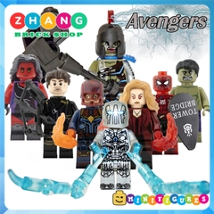 Xếp hình Hawkeye Captain Marvel Red She Hulk Hulk Spider Man  Scarlet Witch Whiplash Lego Minifigures Xinh X0244