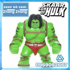 Đồ chơi xếp hình Skaar Son of Hulk người khổng lồ xanh trong Marvel Minifigures Bigfigures POGO PG1801 PG8116
