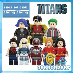 Đồ chơi Xếp hình Biệt đội Titans Superboy Dove Hawk Aqualad Wonder Girl Raven Robin Beast Boy Minifigures Kopf KF6114