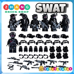 Đồ chơi xếp hình lực lượng Đặc nhiệm SWAT bóng đêm kèm phụ kiện đầy đủ Minifigures