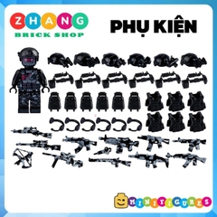 Đồ chơi xếp hình lực lượng Đặc nhiệm SWAT bóng đêm kèm phụ kiện đầy đủ Minifigures