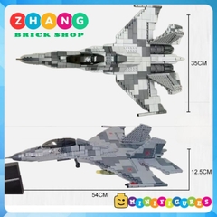Đồ chơi xếp hình máy bay Tiêm kích sukhoi Su 35 super Flanker tàng hình gồm 1189 mảnh ghép và 6 Minifigures Mingdi 9001