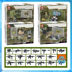 Đồ chơi xếp hình Trại dã chiến tác chiến điện tử quân đội cảnh sát Minifigures J775