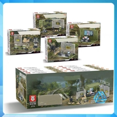 Đồ chơi xếp hình Trại dã chiến tác chiến điện tử quân đội cảnh sát Minifigures J775