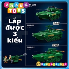 Đồ chơi xếp hình xe Tăng thiết giáp bộ binh BMP-2 lắp ráp 738 mảnh ghép Minifigures Sluban MB38-1136