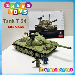 Đồ chơi xếp hình xe tăng T54 T55 lắp ráp gồm 603 mảnh ghép Minifigures Sluban MB38-B1135
