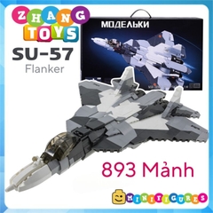 Đồ chơi xếp hình máy bay Tiêm kích Su-57 Flanker lắp ráp gồm 893 mảnh ghép Minifigures Sluban M38-B0986