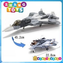Đồ chơi xếp hình máy bay Tiêm kích Su-57 Flanker lắp ráp gồm 893 mảnh ghép Minifigures Sluban M38-B0986