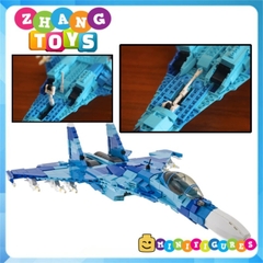 Đồ chơi xếp hình máy bay Tiêm kích Su-27 Flanker Sukhoi lắp ráp 1040 mảnh ghép Minifigures Sluban M38-B0895