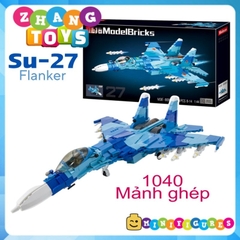Đồ chơi xếp hình máy bay Tiêm kích Su-27 Flanker Sukhoi lắp ráp 1040 mảnh ghép Minifigures Sluban M38-B0895