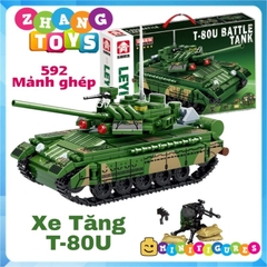 Đồ chơi xếp hình xe tăng T80 U lắp ráp gồm 592 mảnh ghép Minifigures Leyi 66018