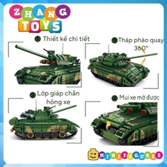 Đồ chơi xếp hình xe tăng T80 U lắp ráp gồm 592 mảnh ghép Minifigures Leyi 66018