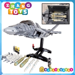 Đồ chơi xếp hình máy bay Tiêm kích F22 Raptor tàng hình gồm 1802 mảnh ghép và 6 Minifigures Mingdi 9002