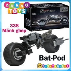 Đồ chơi xếp hình Xe motor Bat pod của người dơi Batman gồm 311 mảnh ghép Minifigures Brick 7115