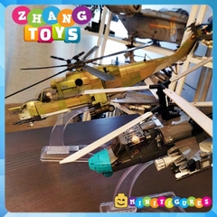 Đồ chơi xếp hình máy bay trực thăng Mi-24 xe tăng bay gồm 893 mảnh ghép Minifigures Sluban M38 B1137