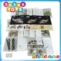 Đồ chơi xếp hình máy bay trực thăng Mi-24 xe tăng bay gồm 893 mảnh ghép Minifigures Sluban M38 B1137