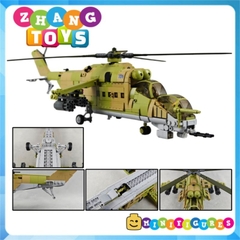 Đồ chơi xếp hình máy bay trực thăng Mi-24 xe tăng bay gồm 893 mảnh ghép Minifigures Sluban M38 B1137