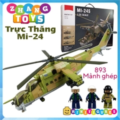 Đồ chơi xếp hình máy bay trực thăng Mi-24 xe tăng bay gồm 893 mảnh ghép Minifigures Sluban M38 B1137