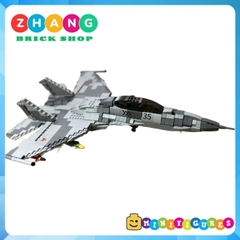 Đồ chơi xếp hình máy bay Tiêm kích sukhoi Su 35 super Flanker tàng hình gồm 1189 mảnh ghép và 6 Minifigures Mingdi 9001