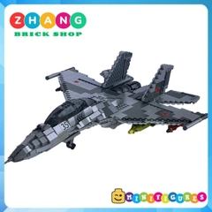 Đồ chơi xếp hình máy bay Tiêm kích sukhoi Su 35 super Flanker tàng hình gồm 1189 mảnh ghép và 6 Minifigures Mingdi 9001