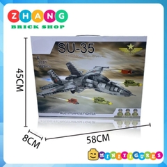 Đồ chơi xếp hình máy bay Tiêm kích sukhoi Su 35 super Flanker tàng hình gồm 1189 mảnh ghép và 6 Minifigures Mingdi 9001