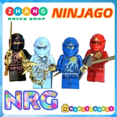 Đồ chơi xếp hình Ninjago NRG Zane Kai Cole Jay kèm tứ thần binh vàng óng Minifigures NRG