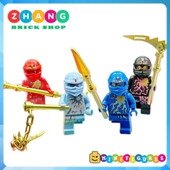 Đồ chơi xếp hình Ninjago NRG Zane Kai Cole Jay kèm tứ thần binh vàng óng Minifigures NRG