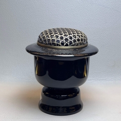 Lư điện gốm bóng tròn đen ,xanh
