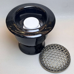 Lư điện gốm bóng tròn đen ,xanh