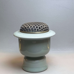 Lư điện gốm bóng tròn đen ,xanh