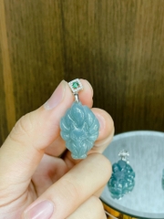 Mặt dây hồ ly chúa Lam Ngọc + móc bạc