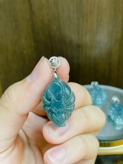 Mặt dây hồ ly chúa Lam Ngọc + móc bạc