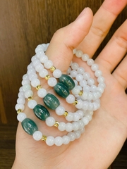 Ngọc môn mix lu Lam Ngọc + chặn bạc phủ vàng 24k