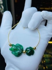 Charm Cẩm Thạch mix dây bạc phủ vàng 24k